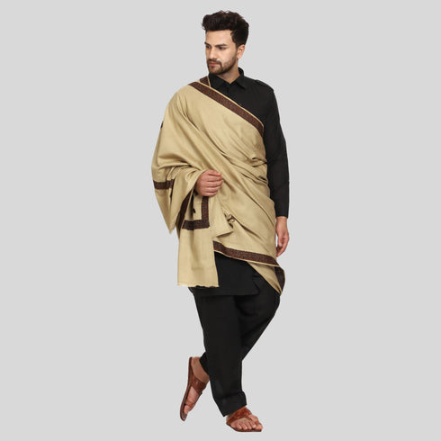 Men's Kashmiri Embroidered Wool Shawl